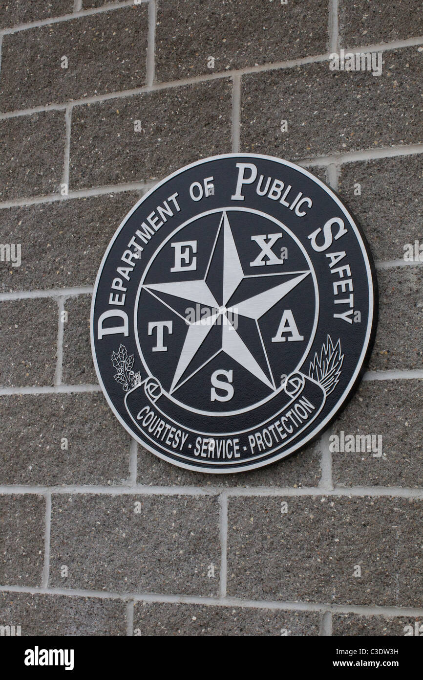 A plaque on the exterior of the Texas Department of Public Safety Crime Lab in north Austin. Stock Photo