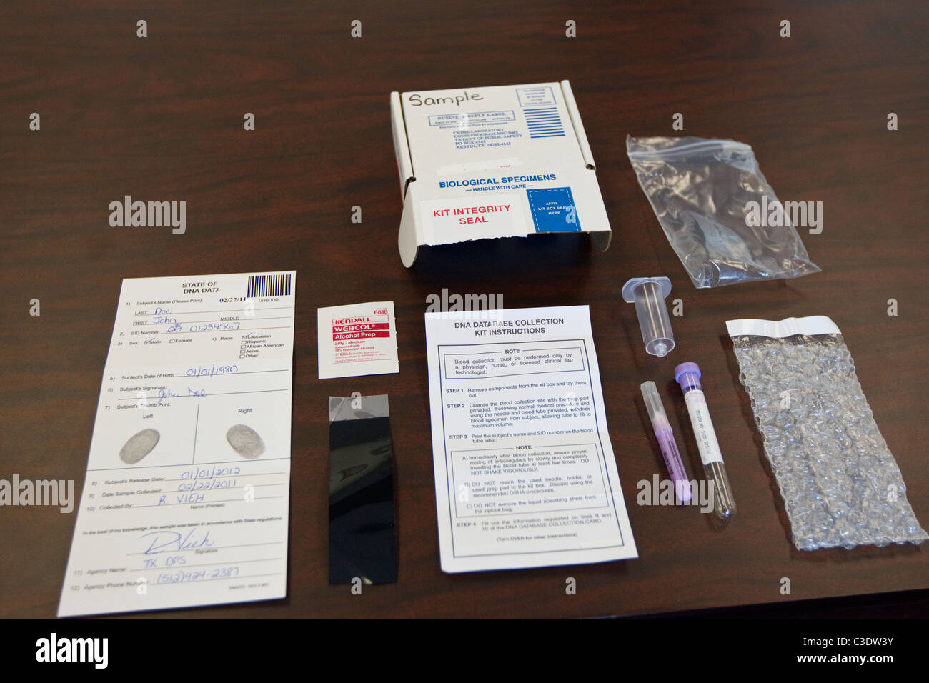 Evidence on display at the Texas Department of Public Safety Crime lab