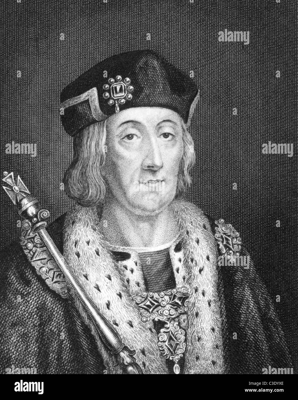 Henry VII (1457-1509) on engraving from 1830. King of England and Lord of Ireland during 1485-1509. Stock Photo