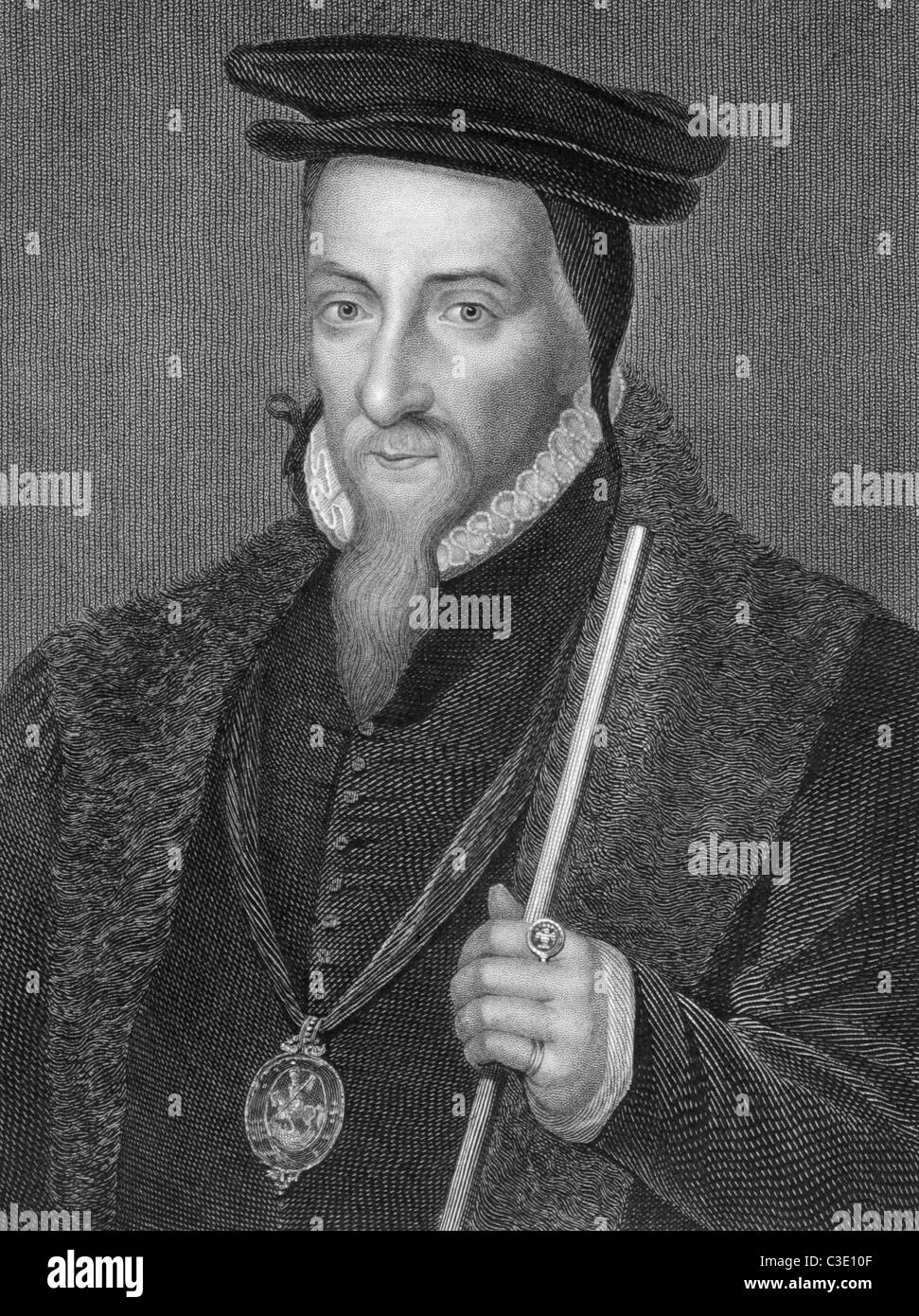 Sir William Paulet (1483/1485-1572) on engraving from 1838. English Secretary of State and statesman. Stock Photo