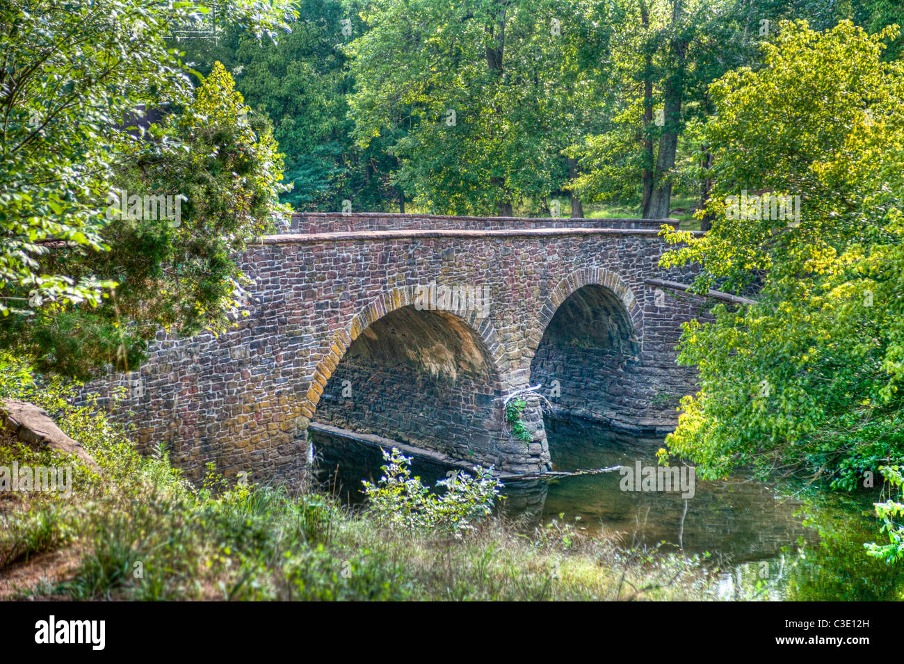 Hdr Image Of The Historic Stone Bridge Over Bull Run Creek On The Stock Photo Alamy