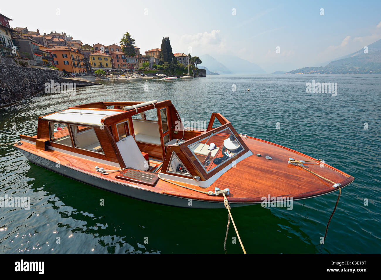 Water taxi, Varenna, Lake Como, Lombardy, Italy, Europe Stock Photo