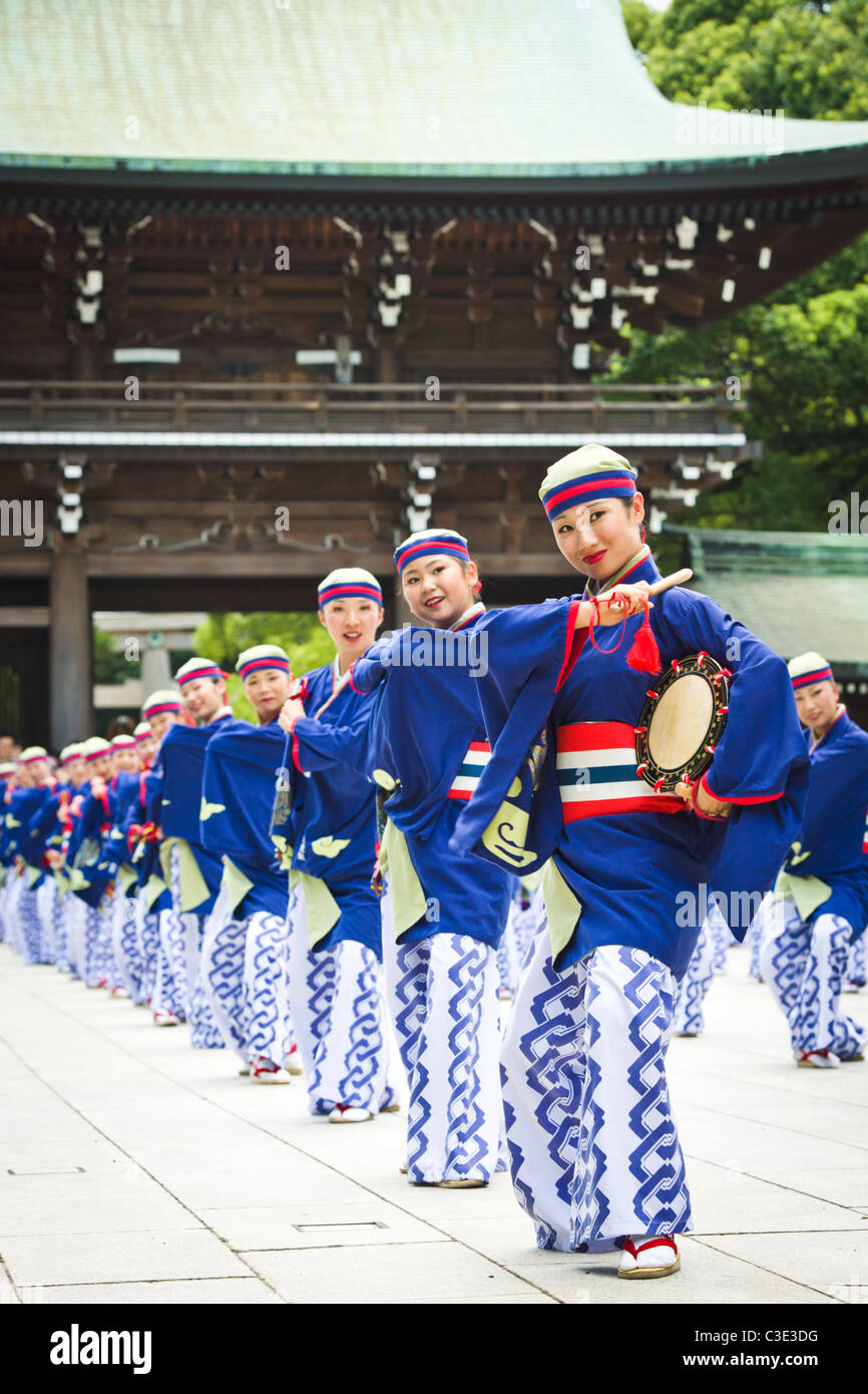 Yosakoi Festival - Performers at Meiji Jingu, Tokyo, Japan Stock Photo