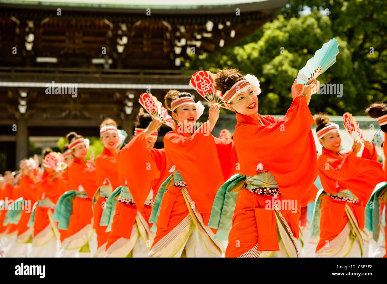 Yosakoi Festival - Street Dance Performers at Meiji Jingu, Tokyo, Japan Stock Photo