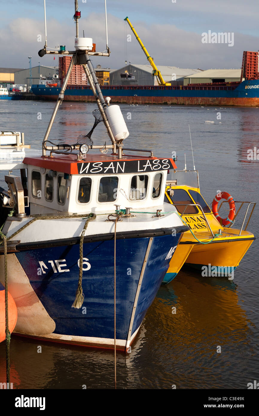 Inshore Fishing boats.alongside Montrose Harbour Angus Scotland Stock Photo