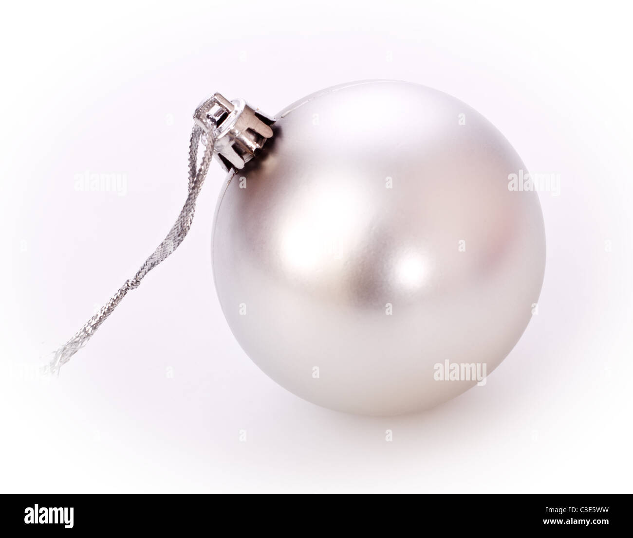 silver christmas ball isolated on white background Stock Photo - Alamy