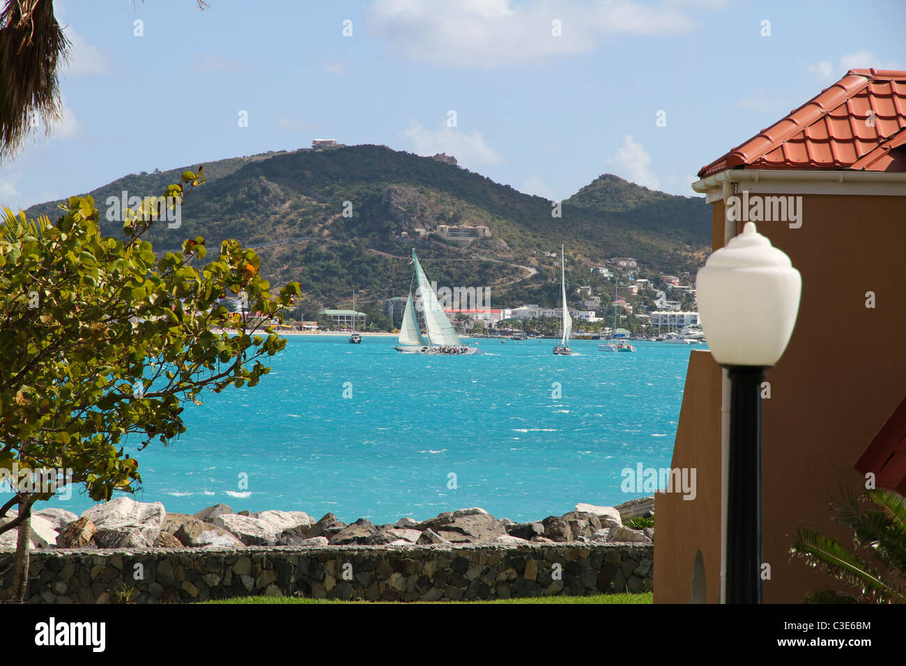 12 Meter Sailboats at Great Bay Stock Photo