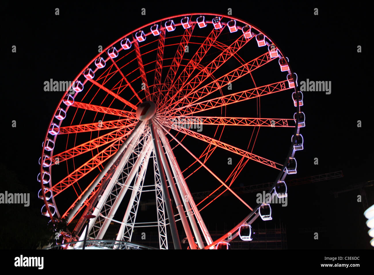 Illuminated Wheel of Brisbane at South Bank Brisbane, Queensland Stock Photo