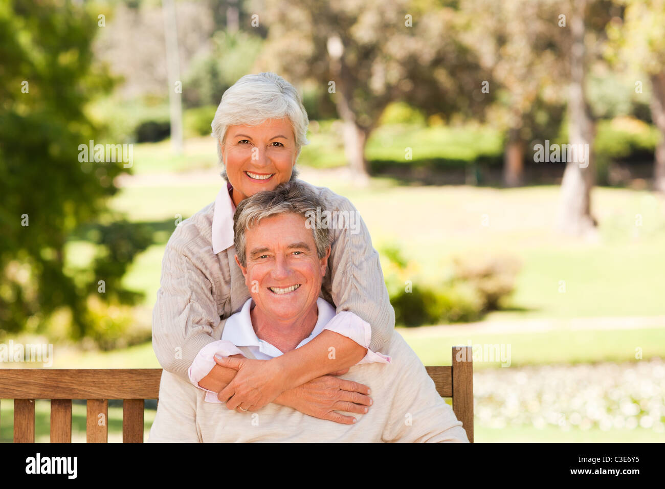 Elderly couple in the park Stock Photo - Alamy