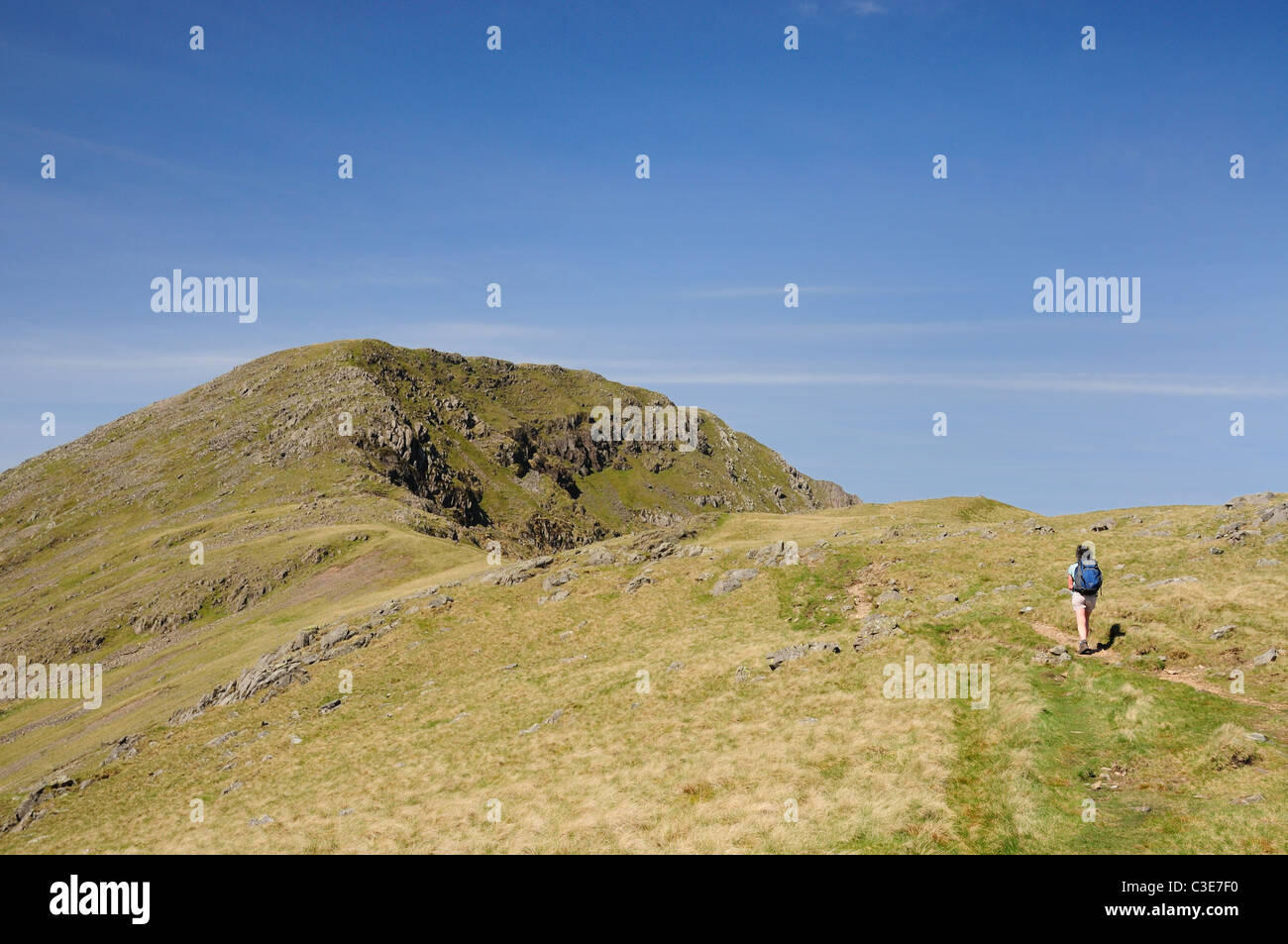 Walker on Pillar, mountain in the English Lake District Stock Photo