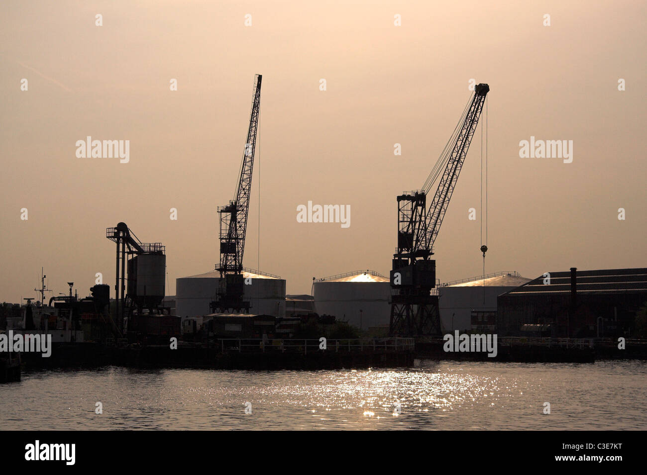 Docks, Industry on the Manchester Ship Canal, Salford Quays, Manchester, UK Stock Photo