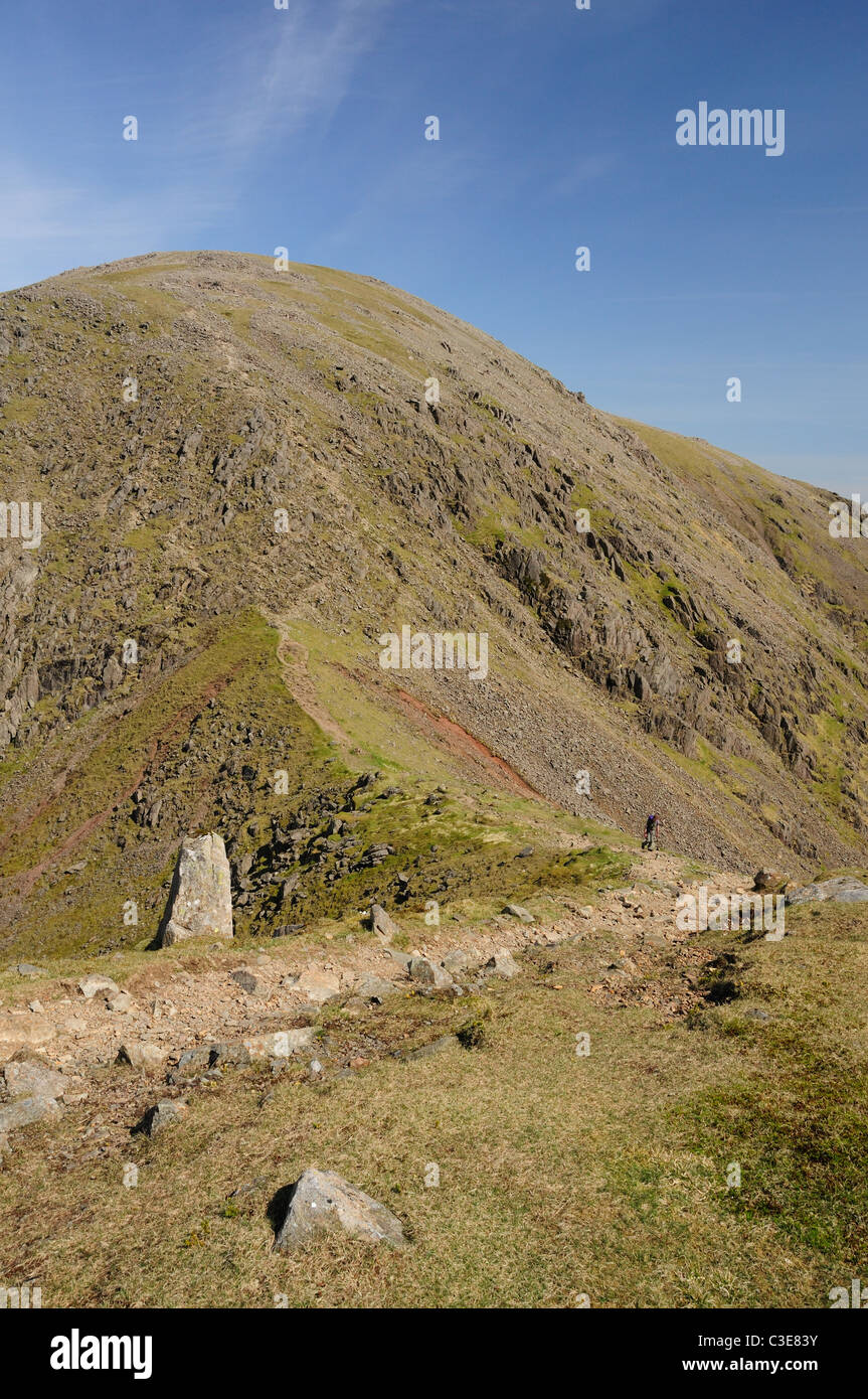 Walker traversing Wind Gap, Pillar in the background, English Lake ...