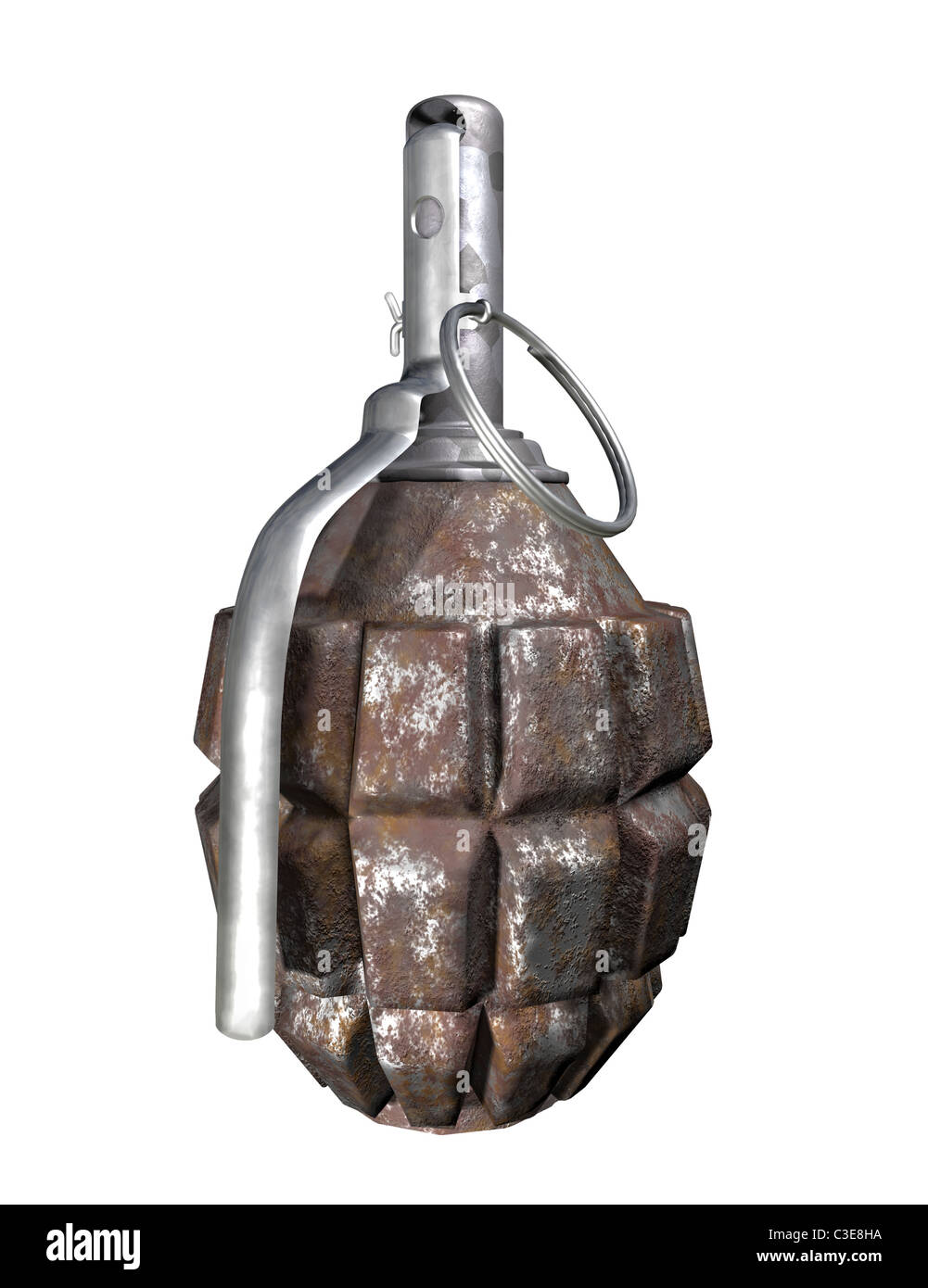 Old Hand Grenade on white background Stock Photo