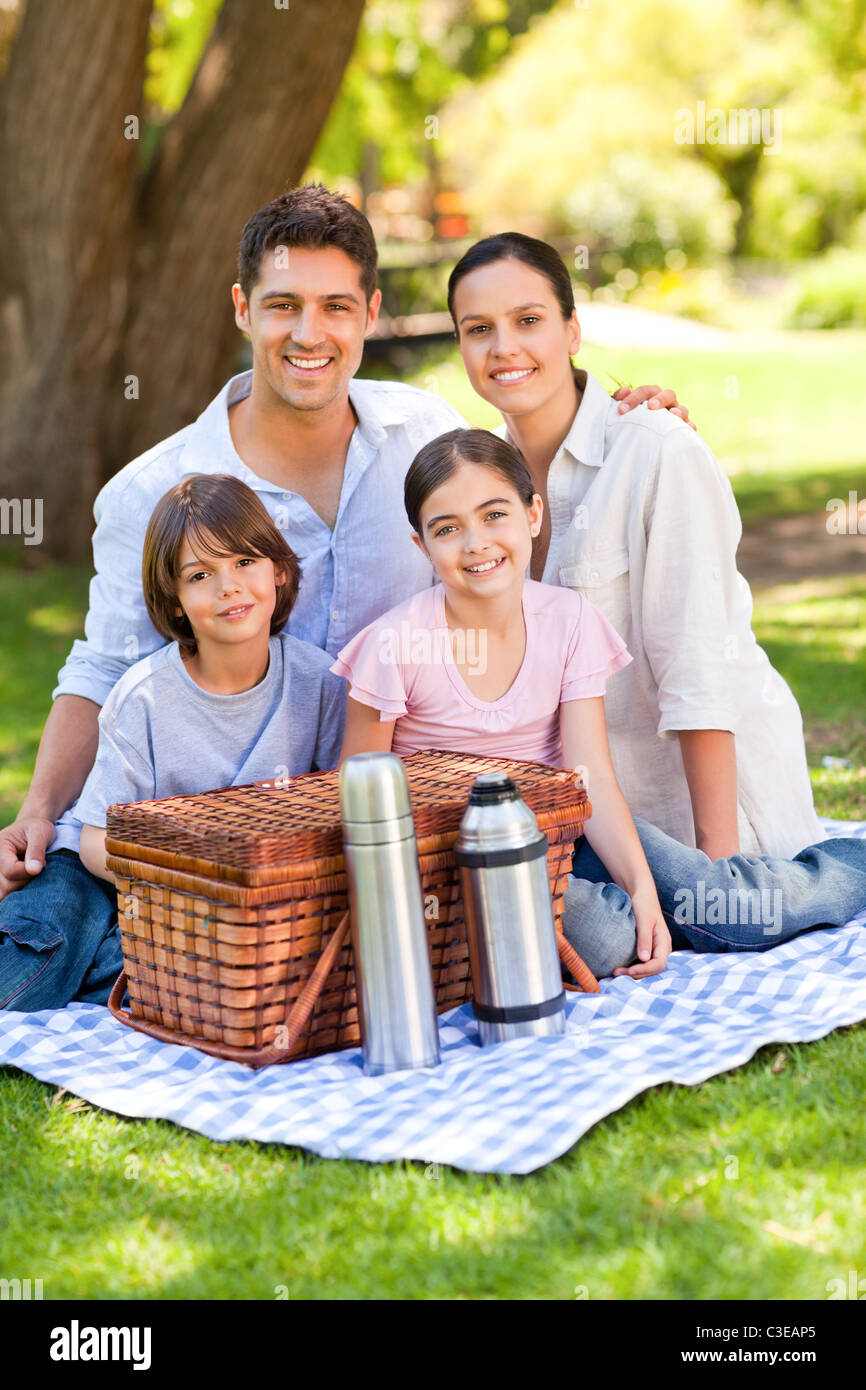 Happy family picnicking in the park Stock Photo - Alamy