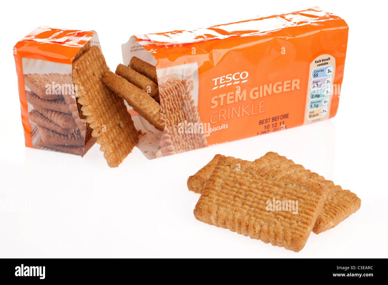 Packet of Tesco Stem ginger crinkle biscuits Stock Photo Alamy