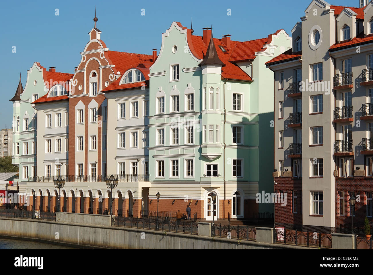 Houses on the waterfront in Kaliningrad Stock Photo Alamy
