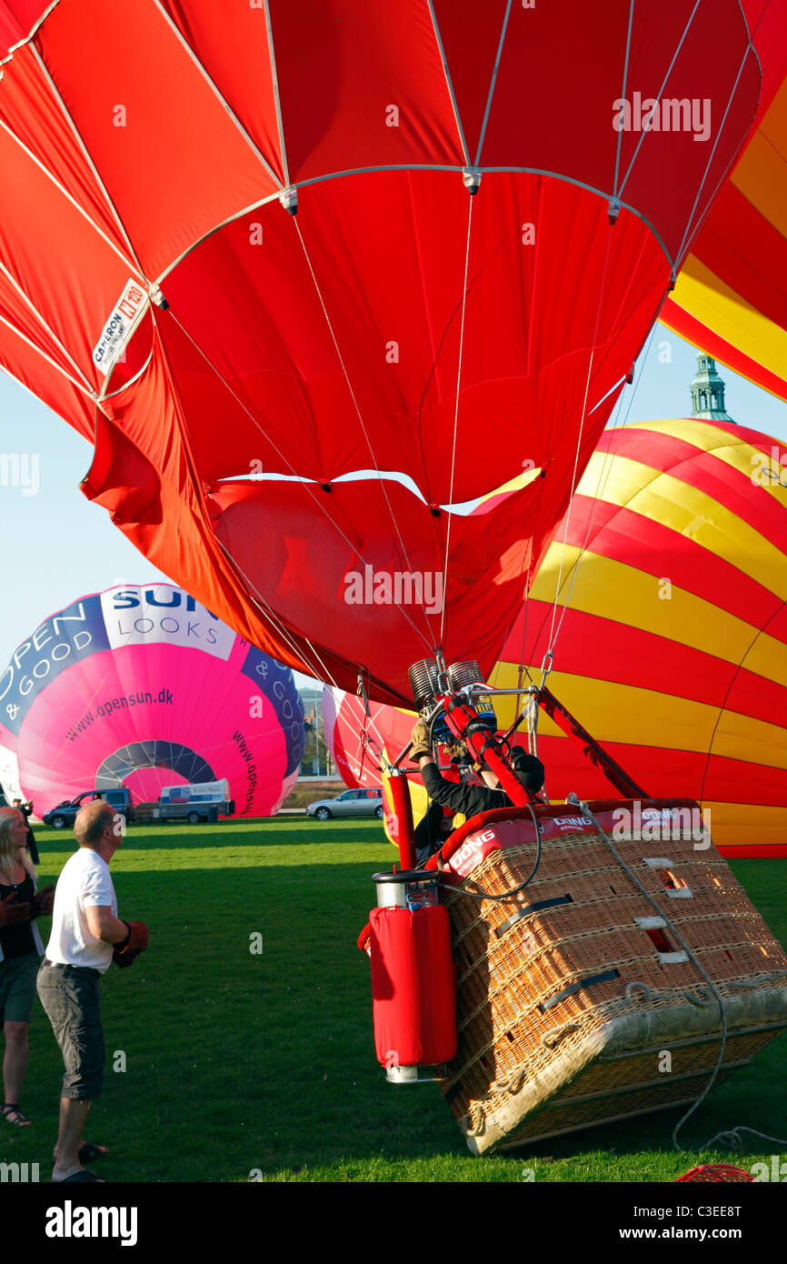 Hot air balloons being filled at Rosenborg Palace for a commemorative  ascension from Rosenborg Palace, Copenhagen, Denmark Stock Photo - Alamy