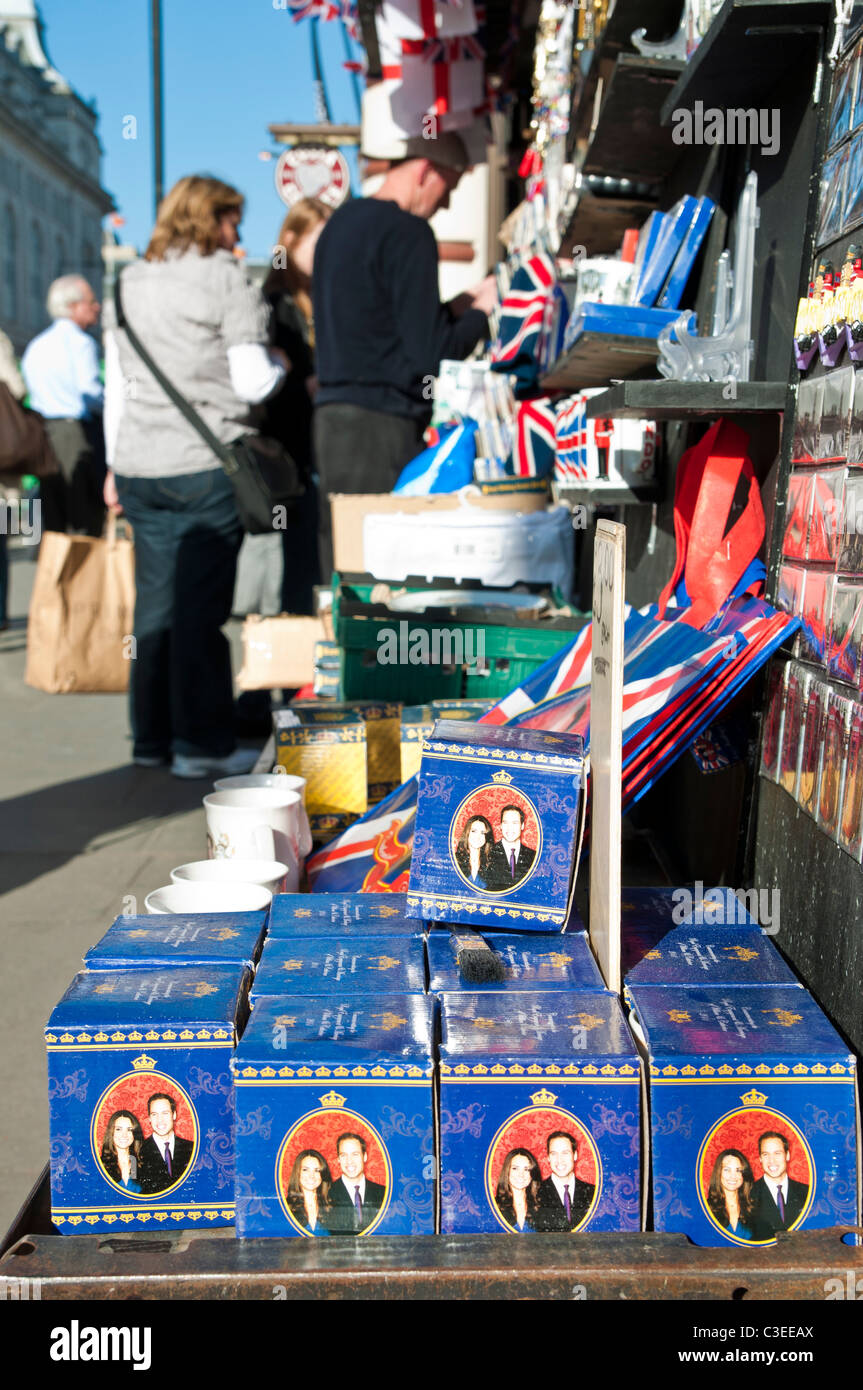 Souvenir shops selling memorabilia for the royal wedding celebration to