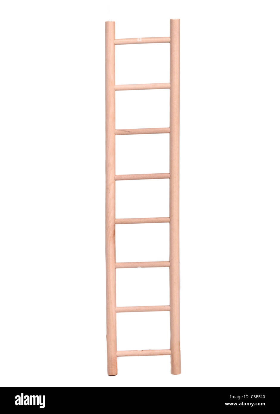 Beige wooden ladder isolated on white background Stock Photo