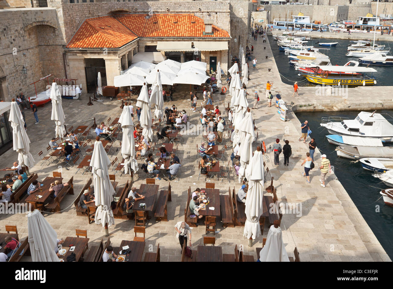 Dubrovnik, Oeuvre sur toile étirée, encadré Brun Chêne