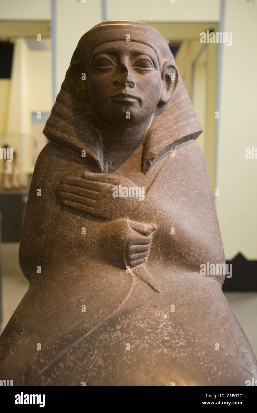 Egyptian sculpture from the Middle Kingdom, 1759-1675 B.C. 'Cloaked Official' Brooklyn, Museum collection. Stock Photo