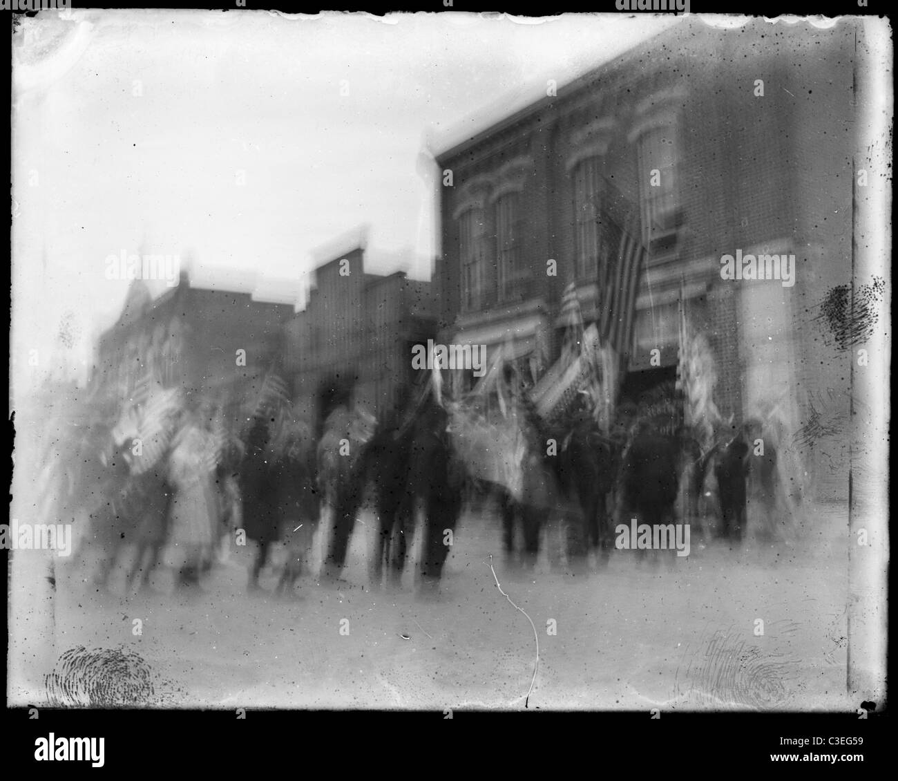 blurry parade photo 1890s Stock Photo