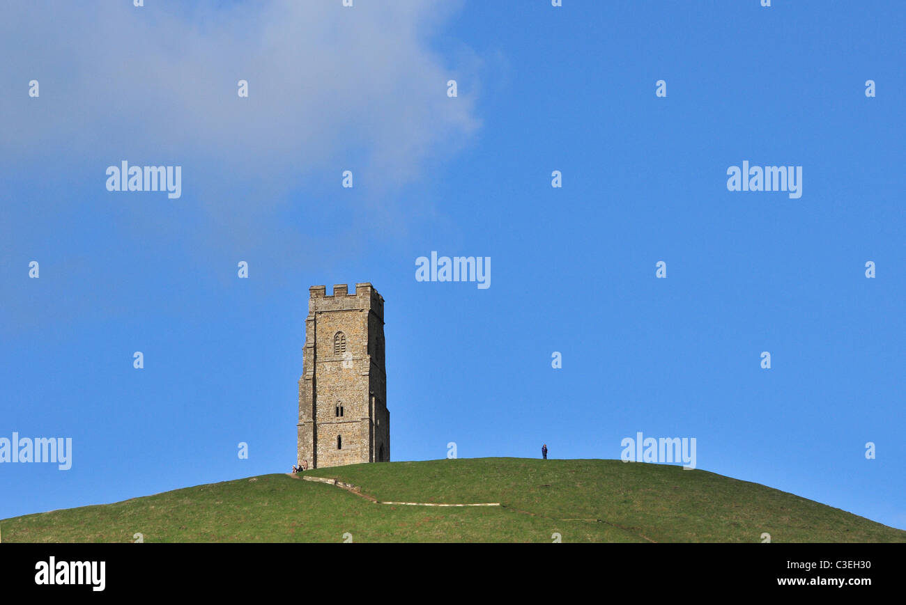 Glastonbury Tor with tower Stock Photo