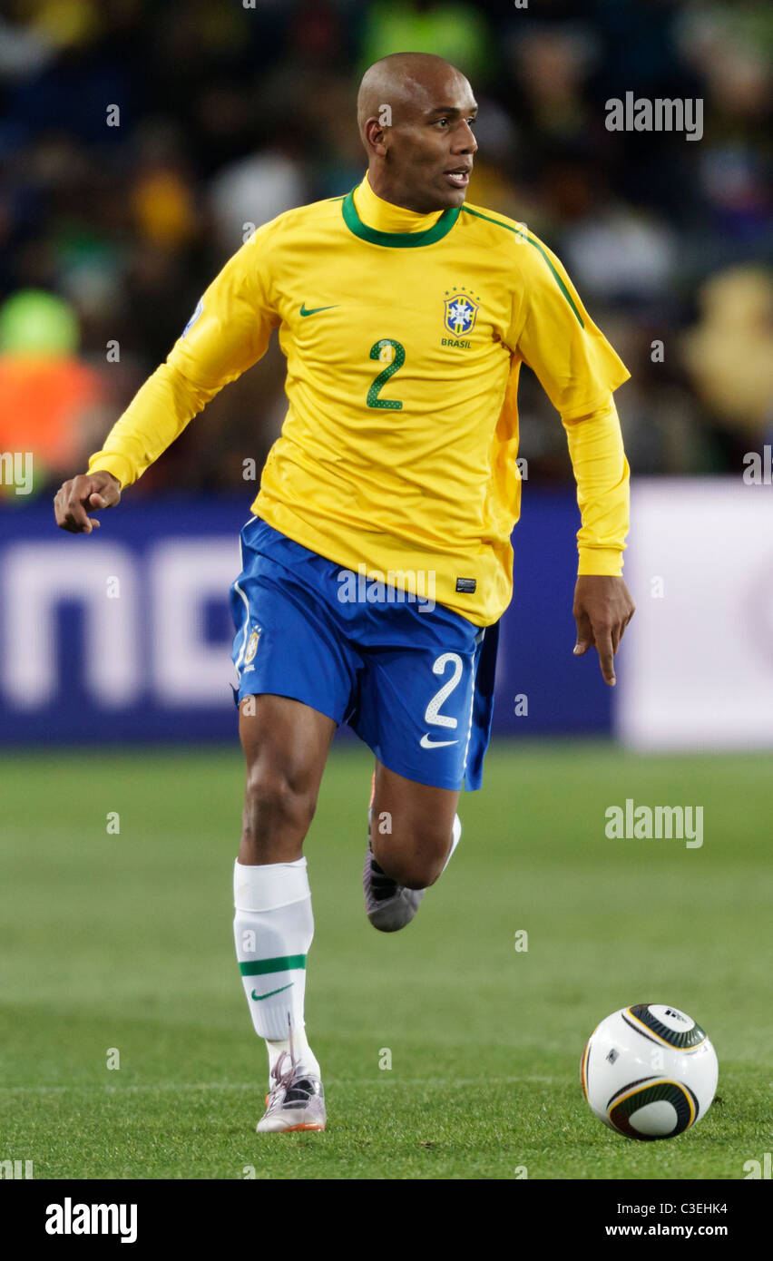 Maicon of Brazil controls the ball during a FIFA World Cup football match against North Korea June 15, 2010 at Ellis Park. Stock Photo