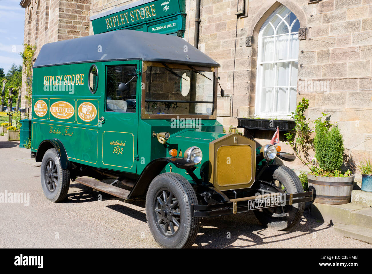 Old style van for Ripley Stores, Ripley North Yorkshire UK Stock Photo -  Alamy