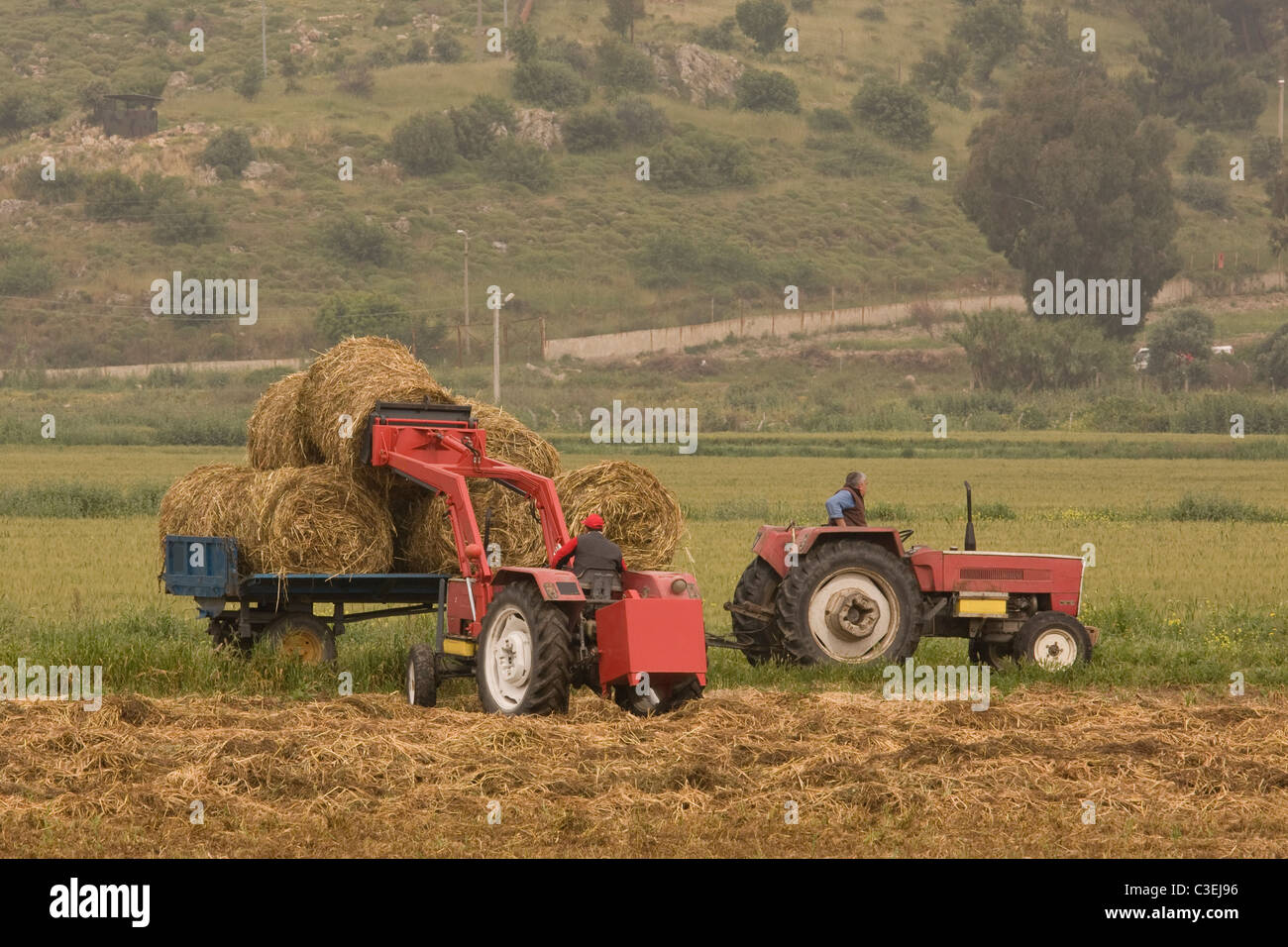 Farmer with tractor Stock Photo - Alamy