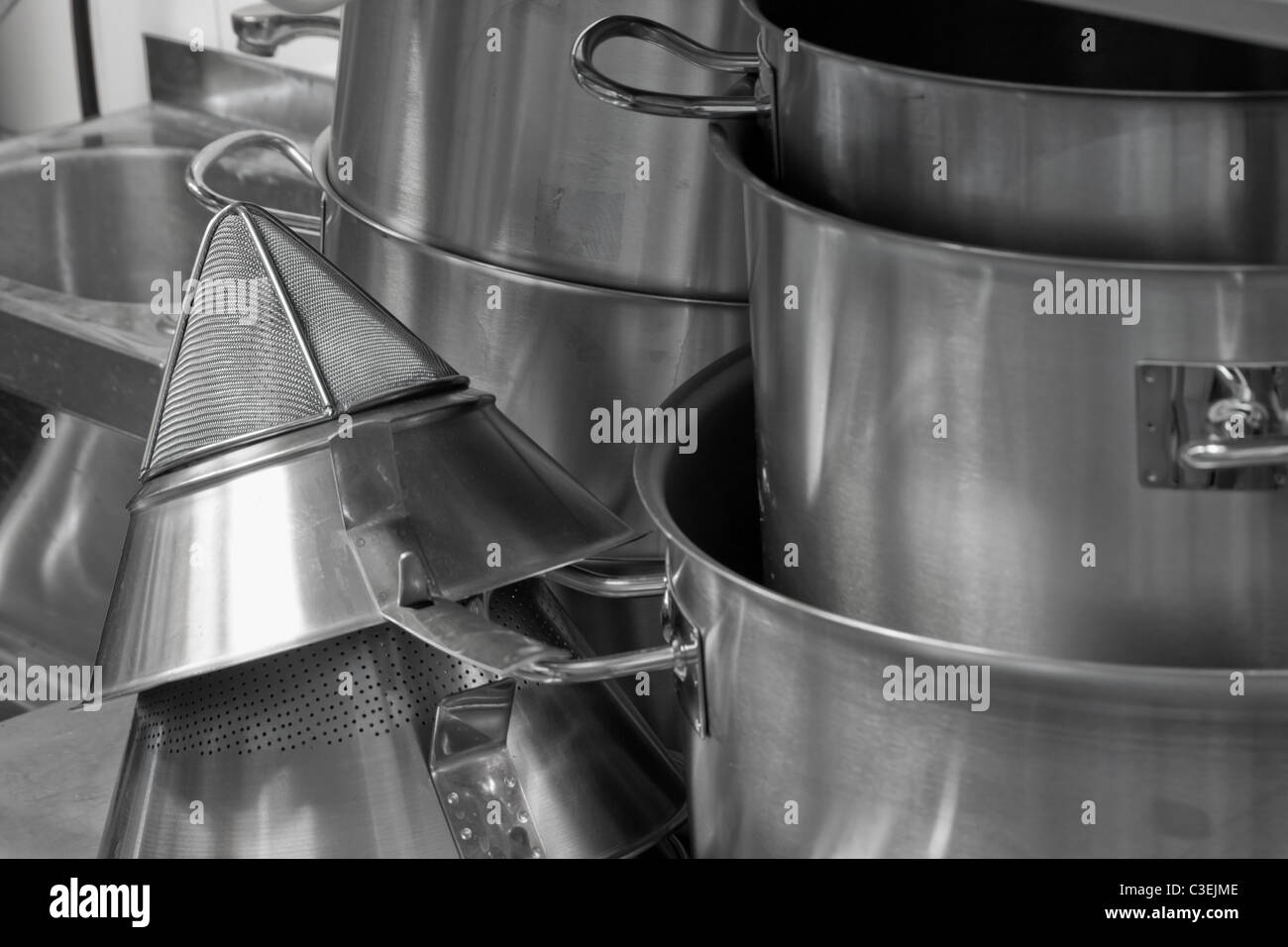 steel kitchenware Stock Photo