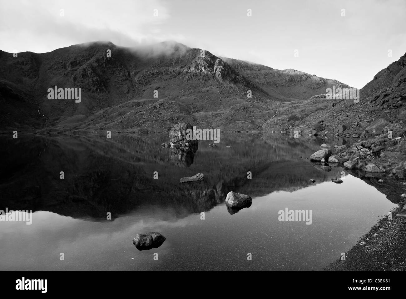 Reflections of Swirl How in Levers Water, near Coniston, Lake District, Cumbria Stock Photo
