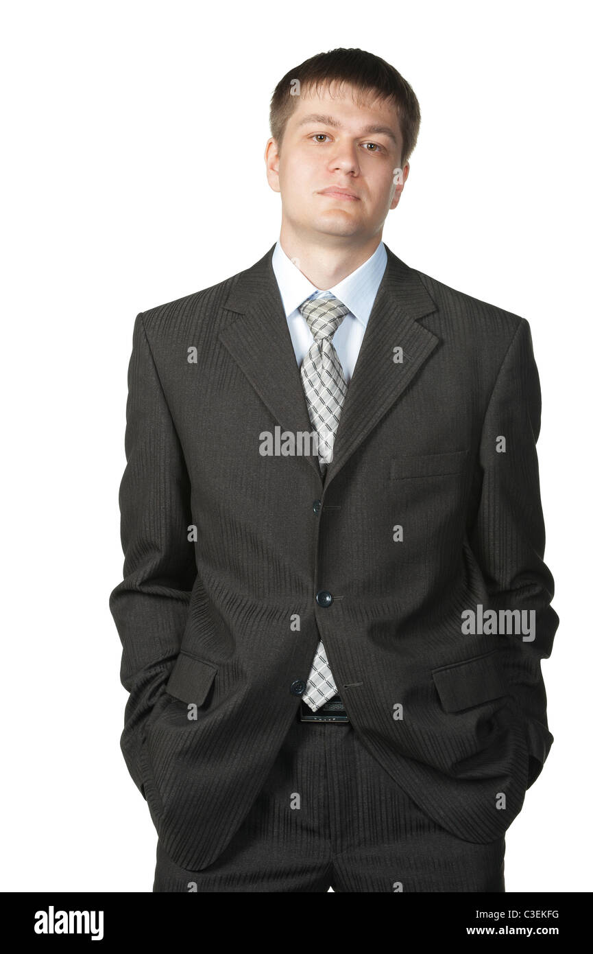 The young businessman in a suit. It is isolated on a white background ...