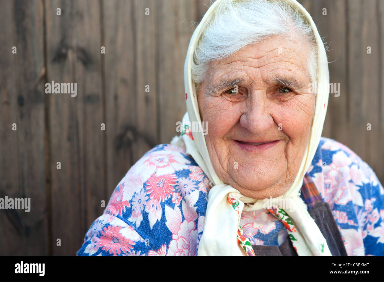 The old woman age 84 years. Detail closeup portrait Stock Photo