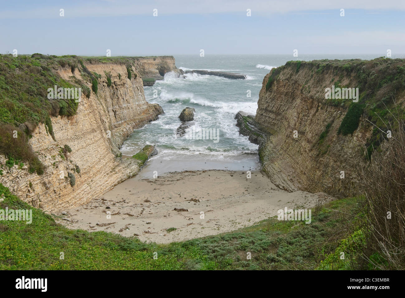 Dramatic view of an ocean cove of Wilder Ranch State Park in Santa Cruz. Stock Photo