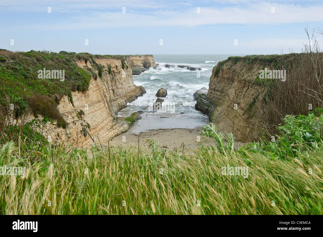 Dramatic view of an ocean cove of Wilder Ranch State Park in Santa Cruz. Stock Photo