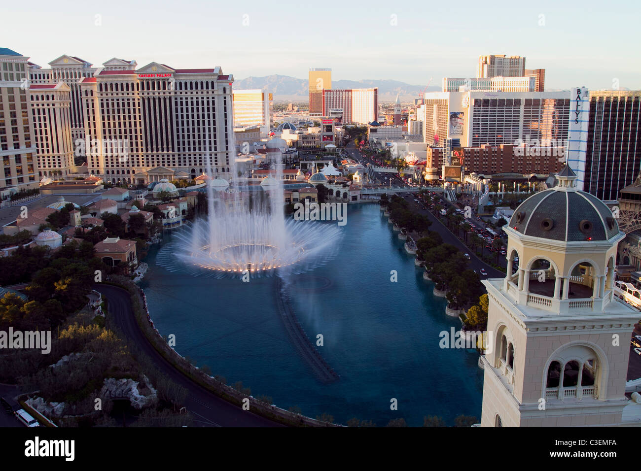 Bellagio Fountain, along the Strip, Las Vegas, Nevada. Stock Photo