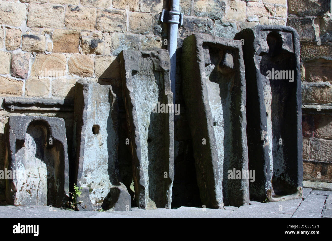 Medieval Stone Coffins Stock Photo