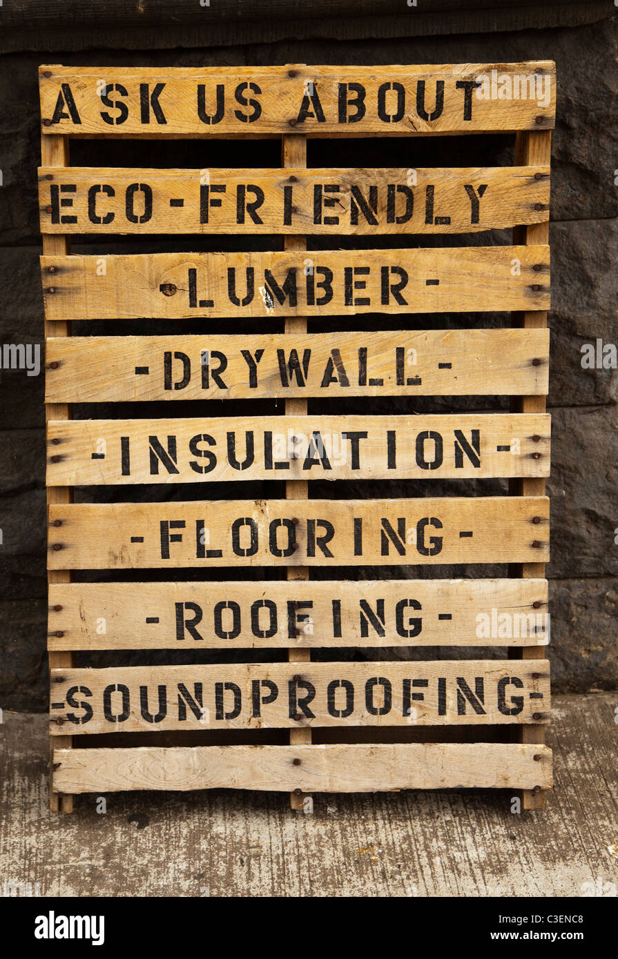 Eco friendly wood sign Stock Photo Alamy