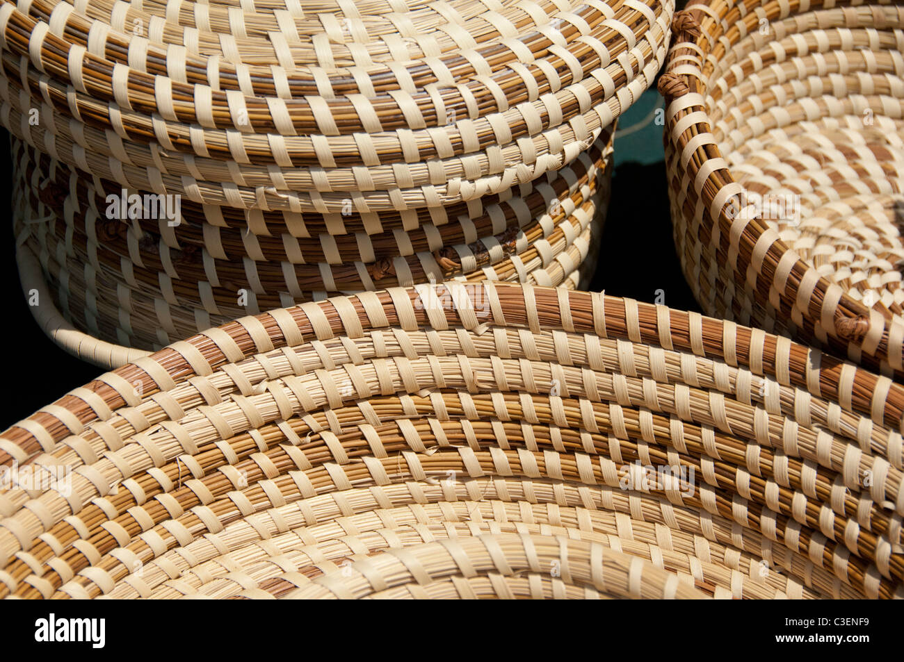 South Carolina, Charleston. Traditional handmade sweetgrass baskets