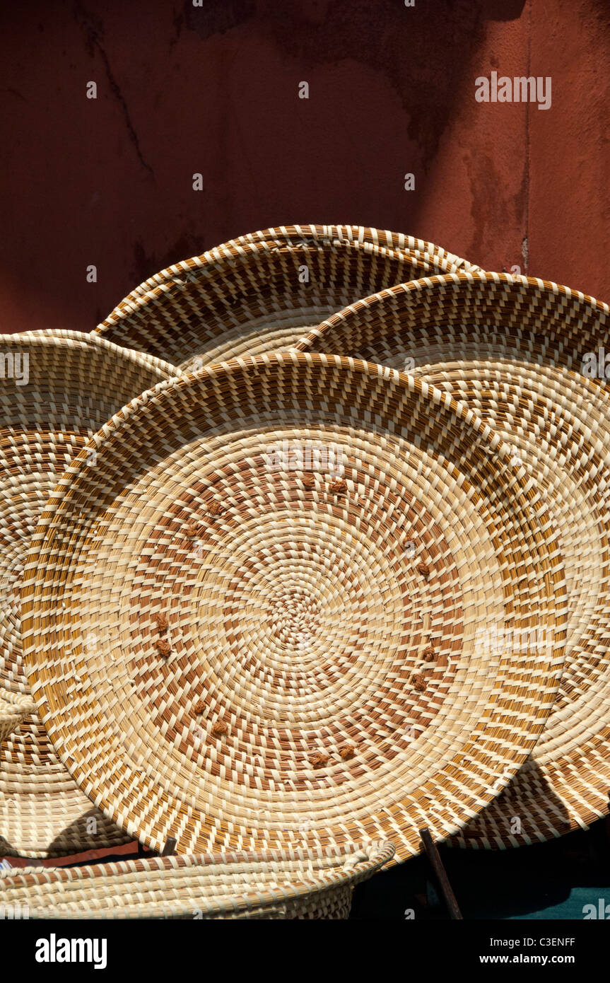 South Carolina, Charleston. Traditional handmade sweetgrass baskets