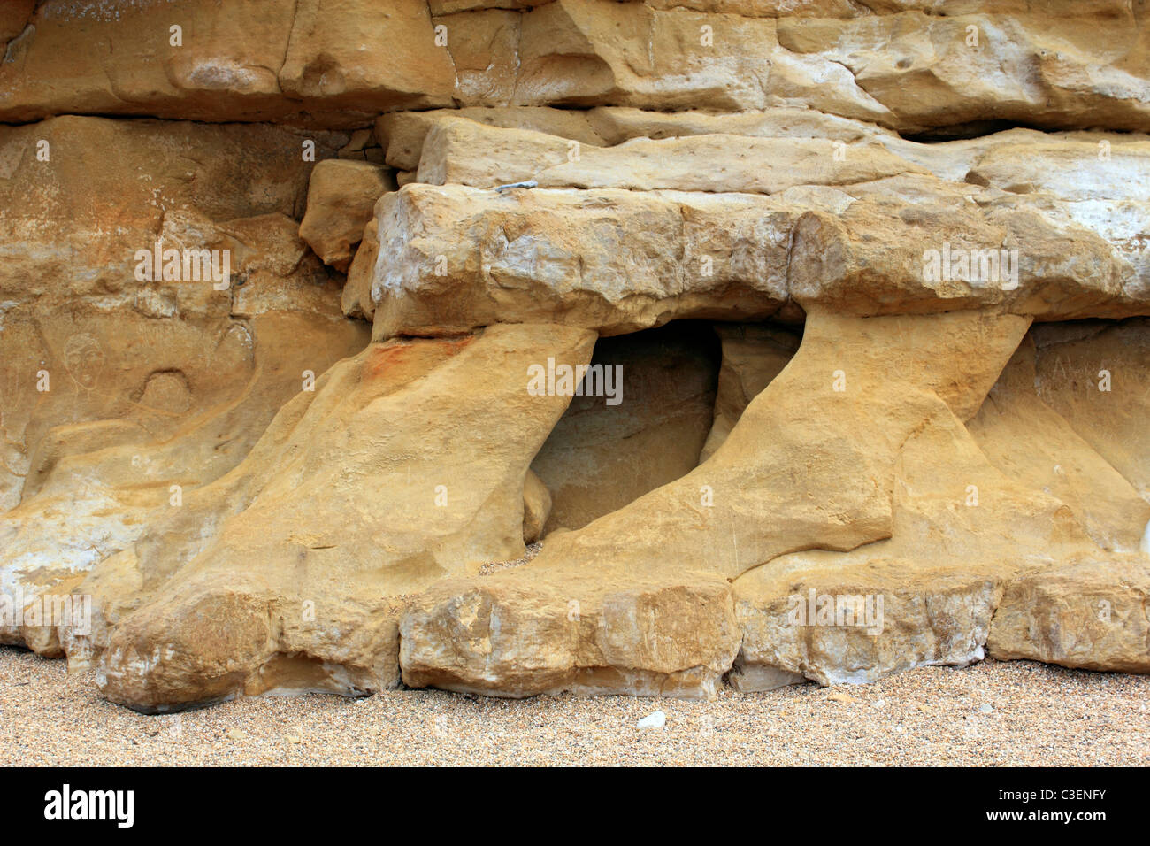 Sandstone Cliffs at Burton Bradstock near Bridport on the Jurassic Coast, Dorset England UK. Stock Photo