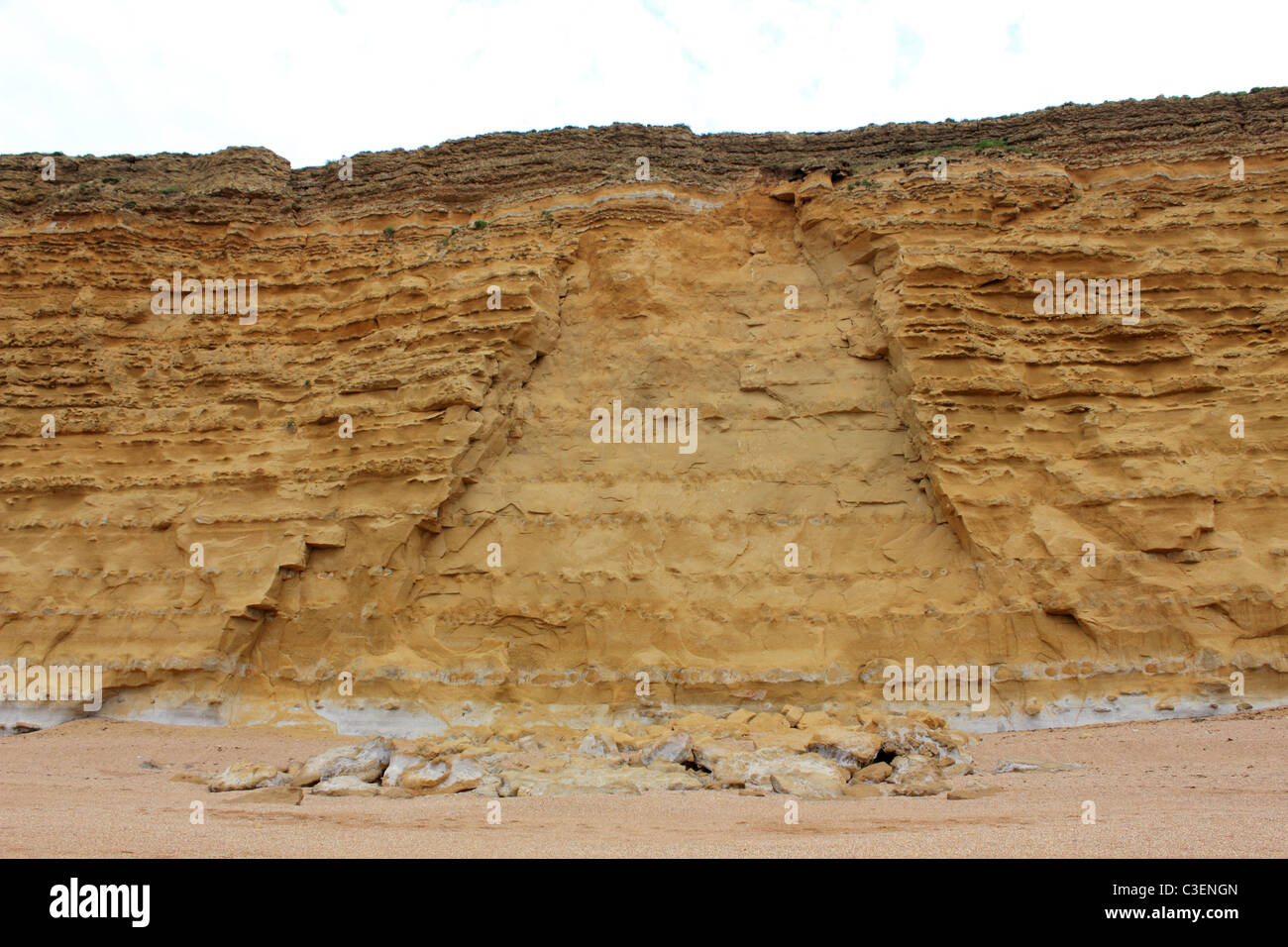 Sandstone Cliffs at Burton Bradstock near Bridport on the Jurassic Coast, Dorset England UK. Stock Photo