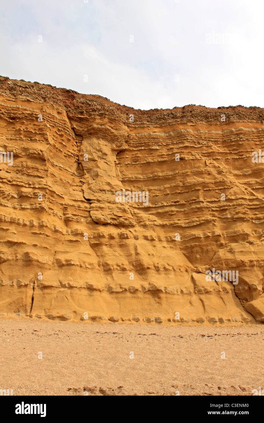 Sandstone Cliffs at Burton Bradstock near Bridport on the Jurassic Coast, Dorset England UK. Stock Photo