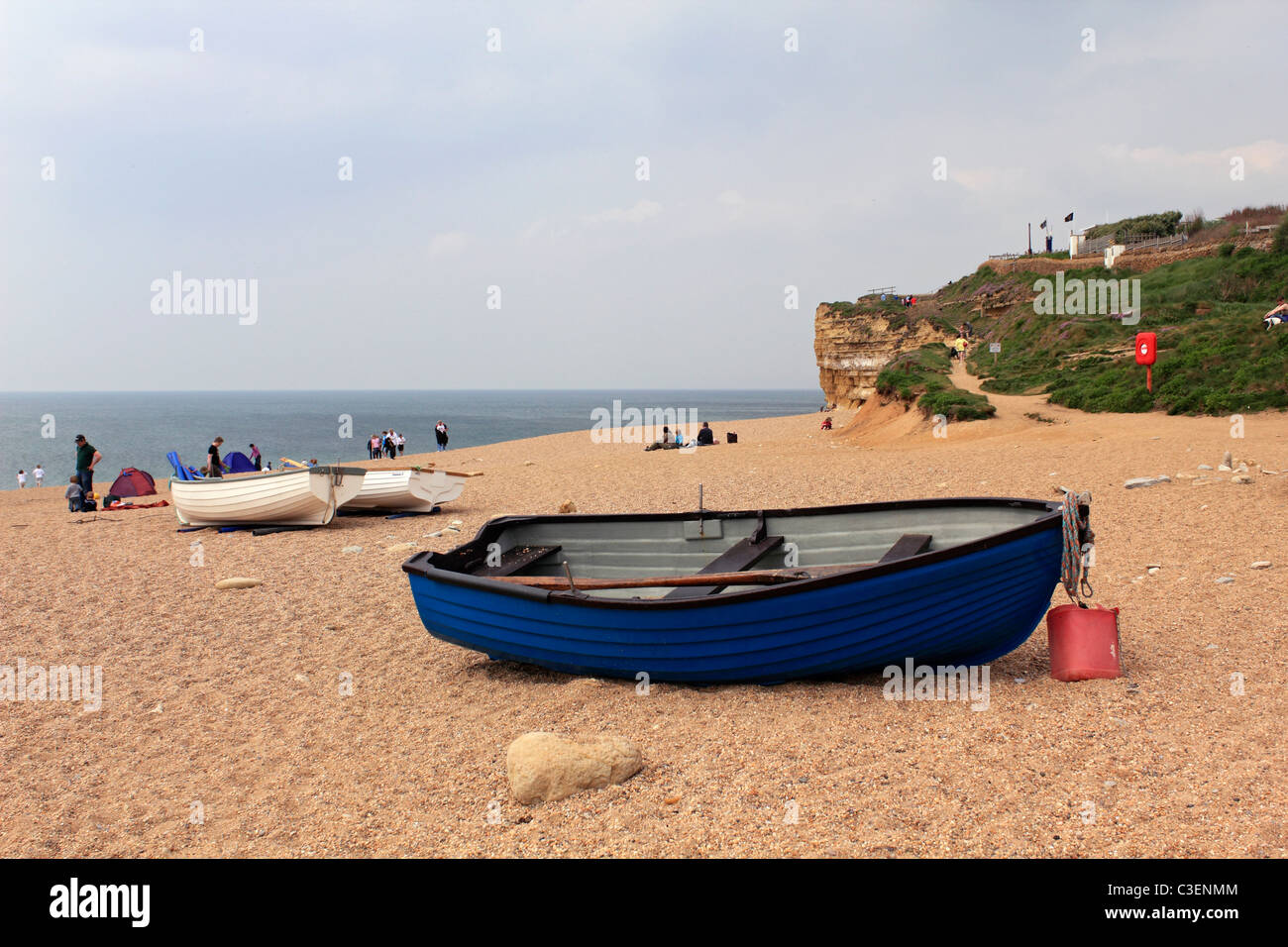 The beach at Burton Bradstock near Bridport on the Jurassic Coast, Dorset England UK. Stock Photo