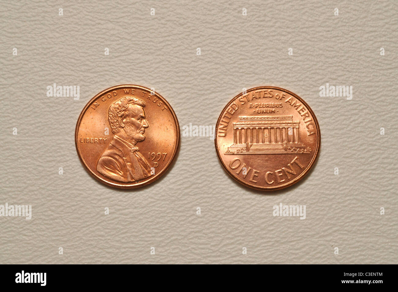 The front and back of a U.S. penny. Stock Photo
