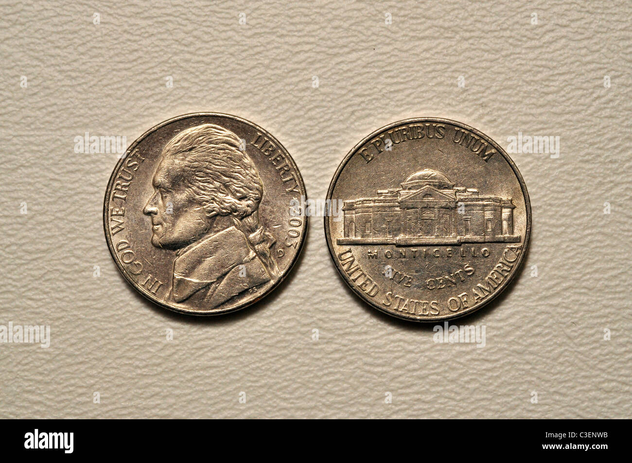 The Front And Back Of A U S Nickel Stock Photo Alamy