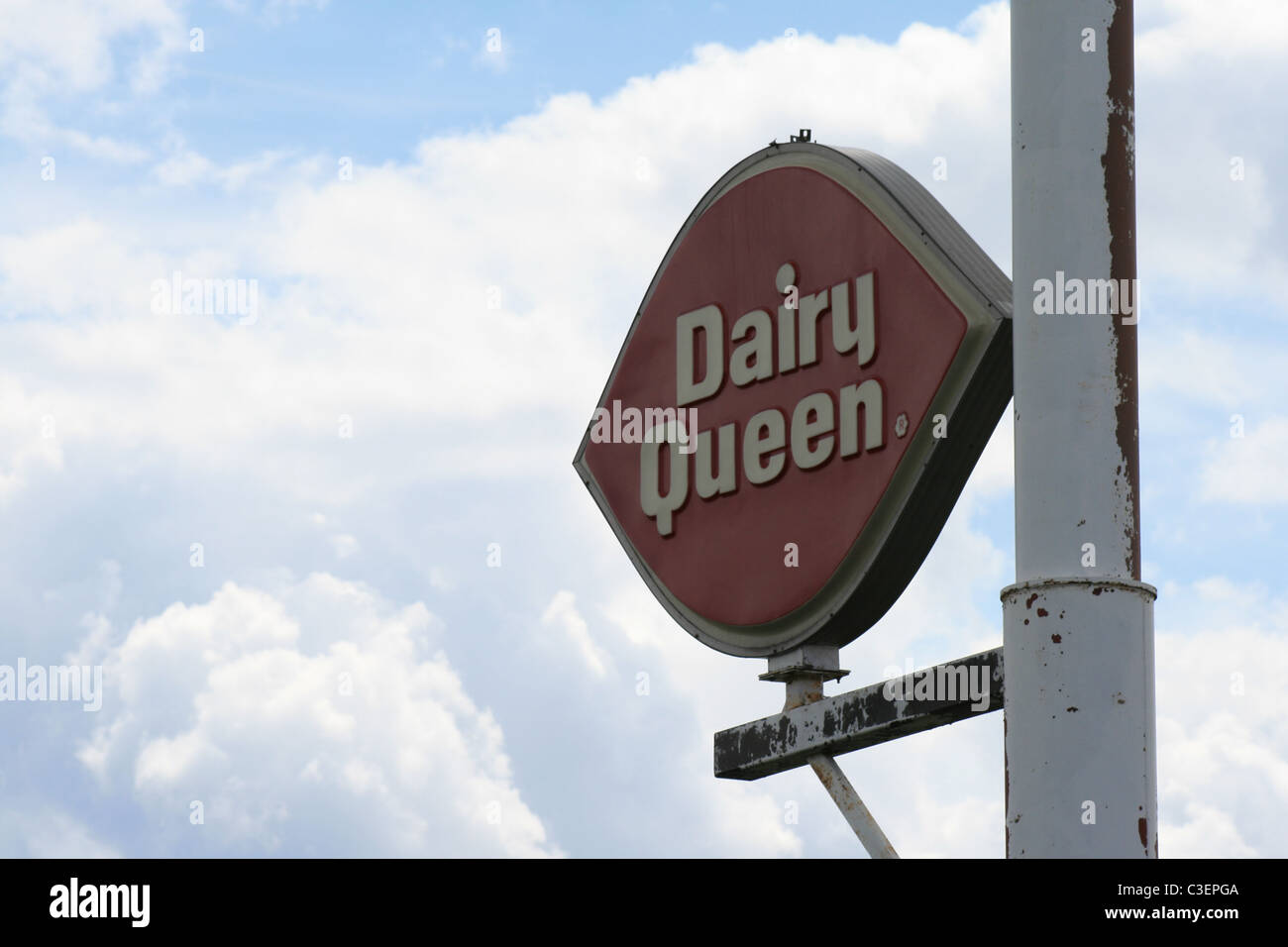 One of the modern pop culture images of America at the end of the 20th century and beginning of the 21st century is the DQ sign. Stock Photo