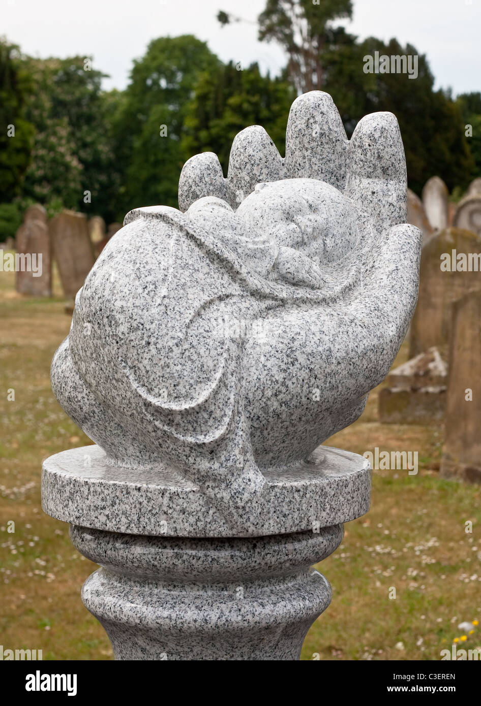 Memorial statue for still born babies in Bury St Edmunds cemetery Stock
