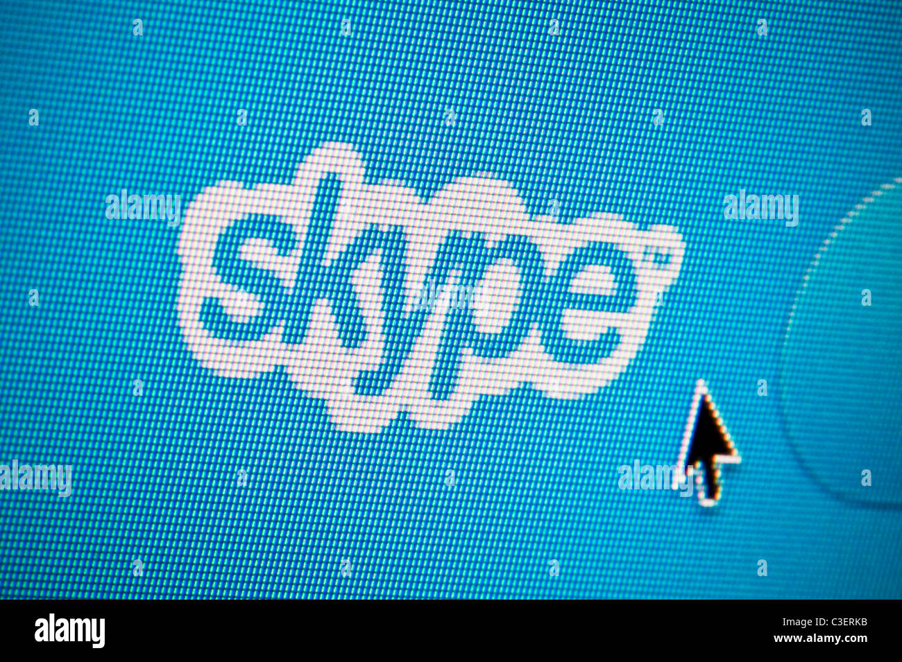 Close up of the Skype logo as seen on its website. (Editorial use only: ­print, TV, e-book and editorial website). Stock Photo